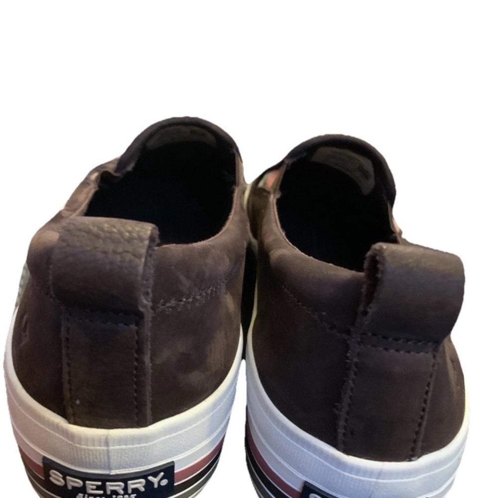 Sperry Women’s Suede Slip-On Platform Trendy Preppy Sneakers Striped Sole - Picture 4 of 4
